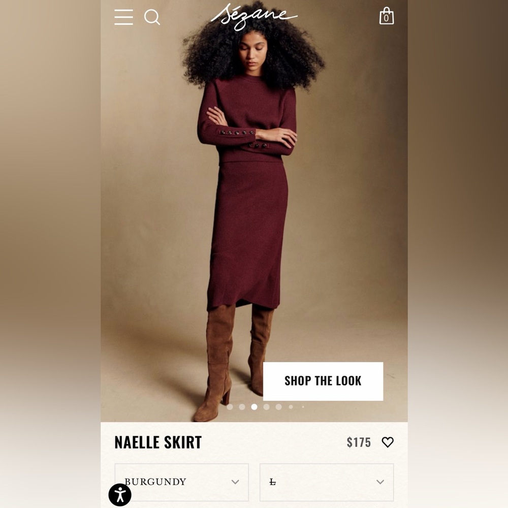 Sezane Naelle Burgundy Skirt